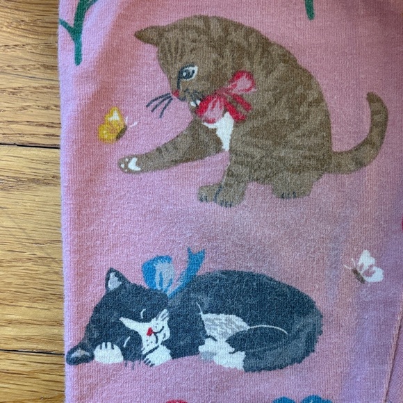 Mini Boden 2-3Y Fun Leggings Pink Floral Cat Kitten Flowers Print - Picture 7 of 8
